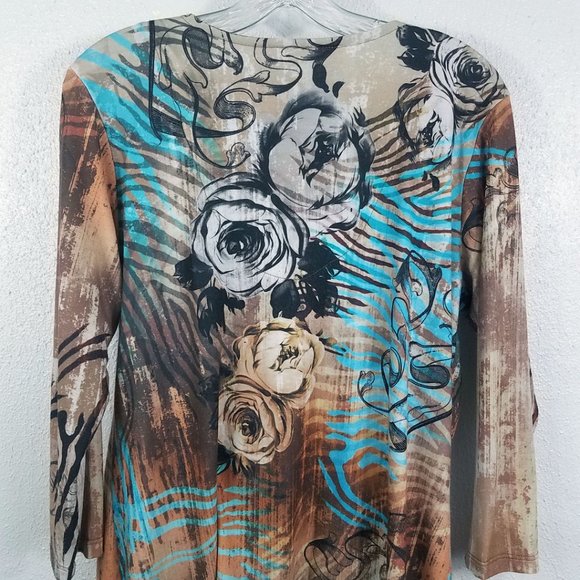 Impulse Women's Black Rose Shirt Top Blouse - Picture 7 of 13